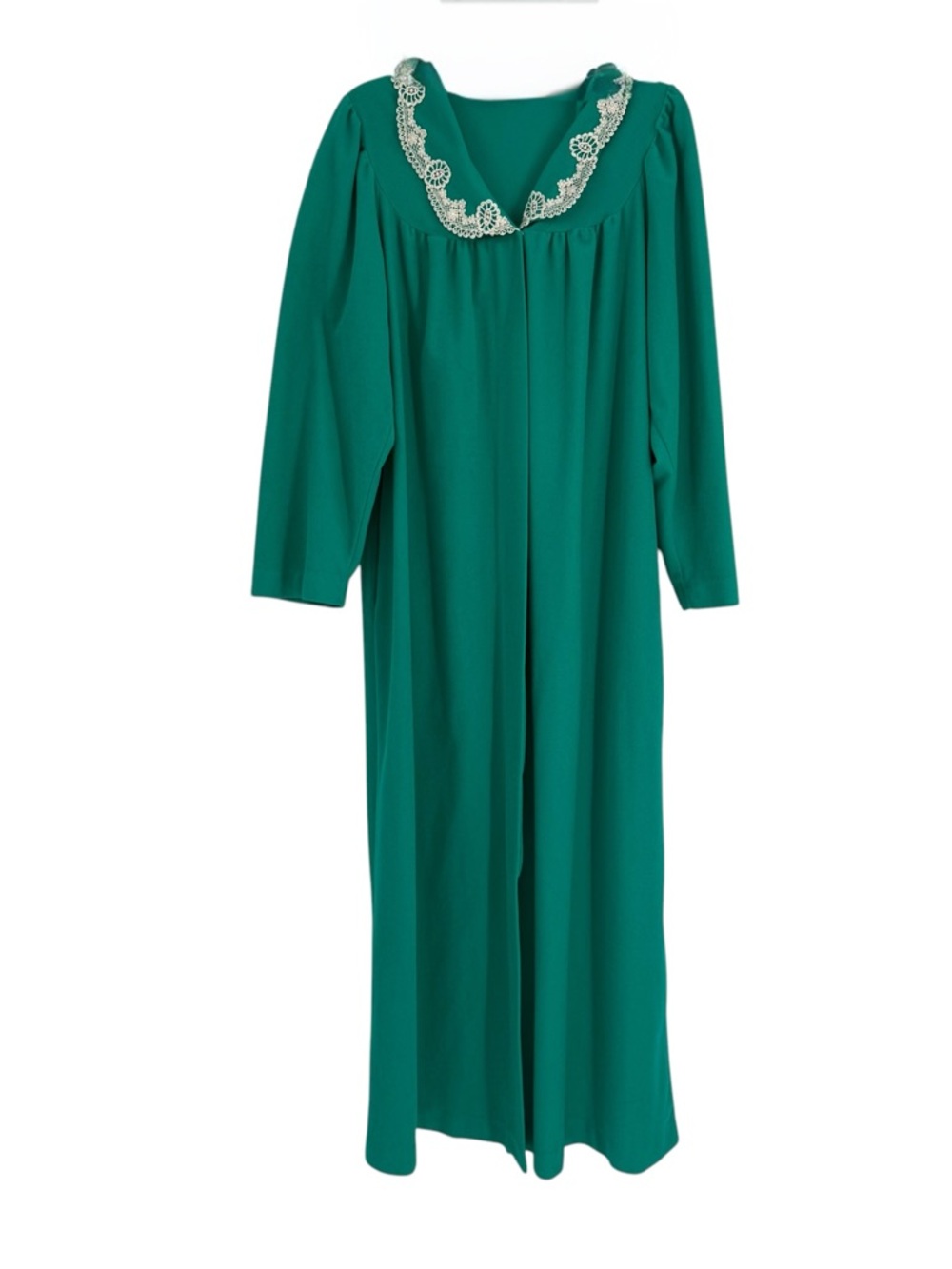 Vintage Shadowline Size Large Green Fleece Long Robe HouseCoat USA Pockets